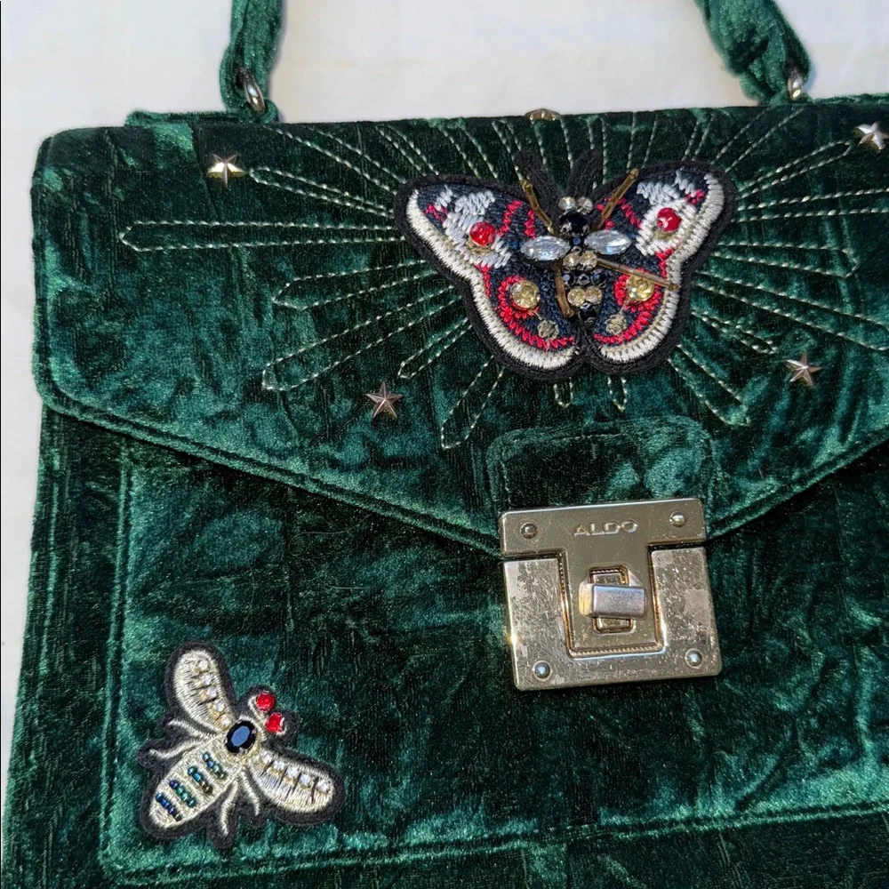 Aldo Embroidered Green Velvet woman’s Handbag - Picture 3 of 10